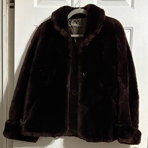 Luxurious Dark Brown Faux Fur Coat